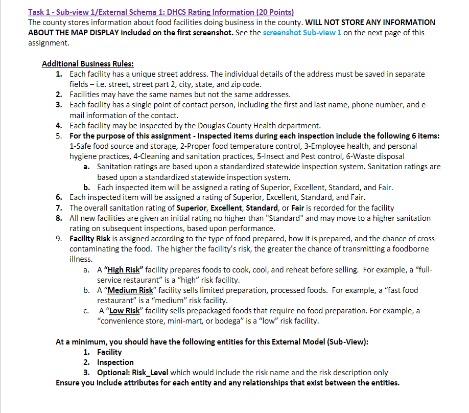 Task 1 - Sub-view 1/External Schema 1: DHCS