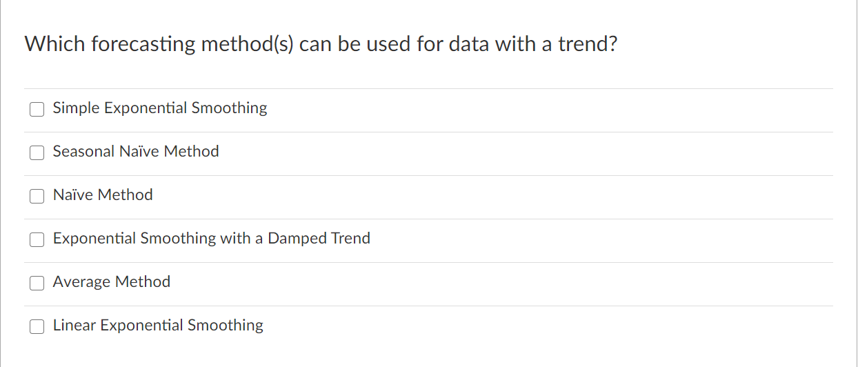 Which forecasting method(s) can be used for data