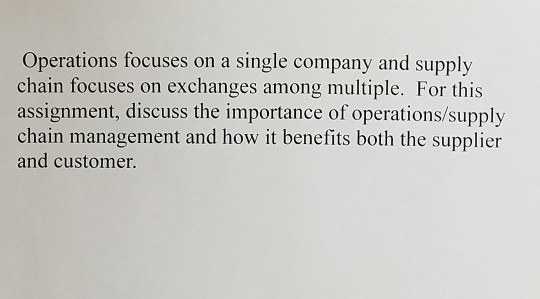 Operations focuses on a single company and supply