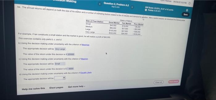 What is the appropriate decison and value on