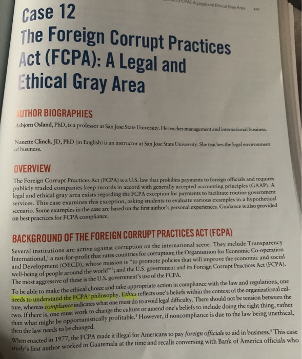 please read the case and answer the critical