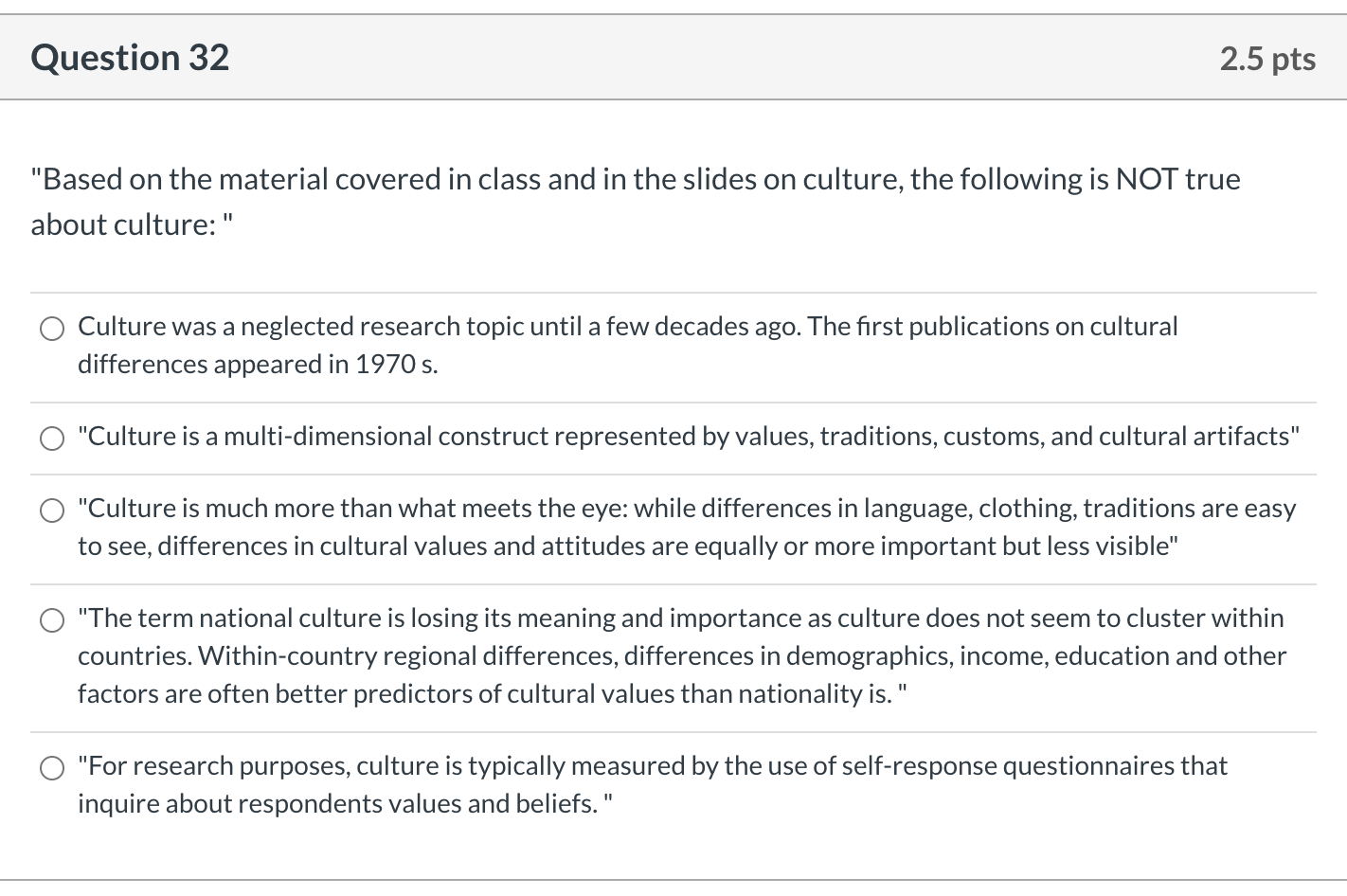 Question 32 2.5 pts "Based on the material