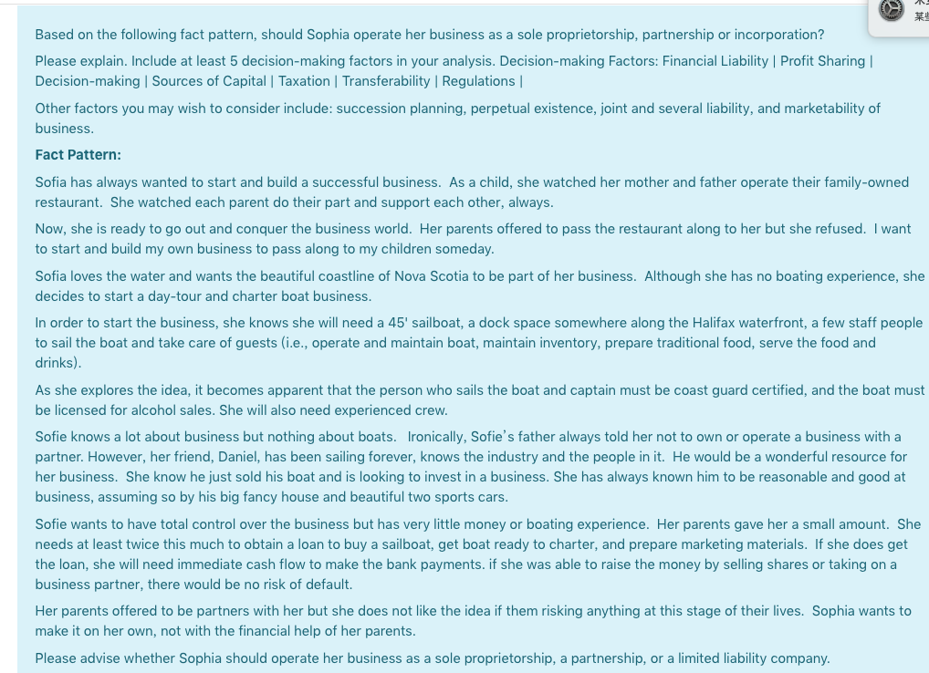 # Based on the following fact pattern, should