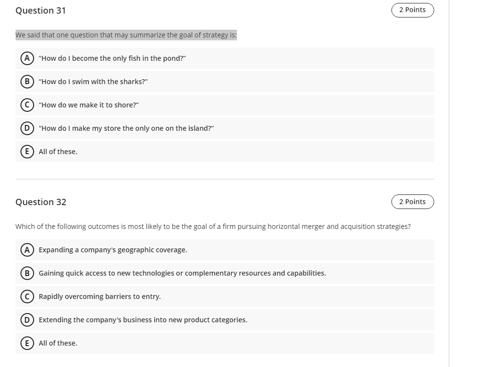 Question 31 We said that one question that may