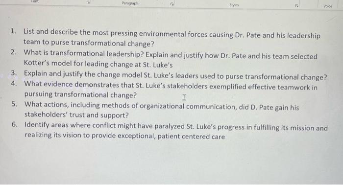 From this case study, need help with all 6