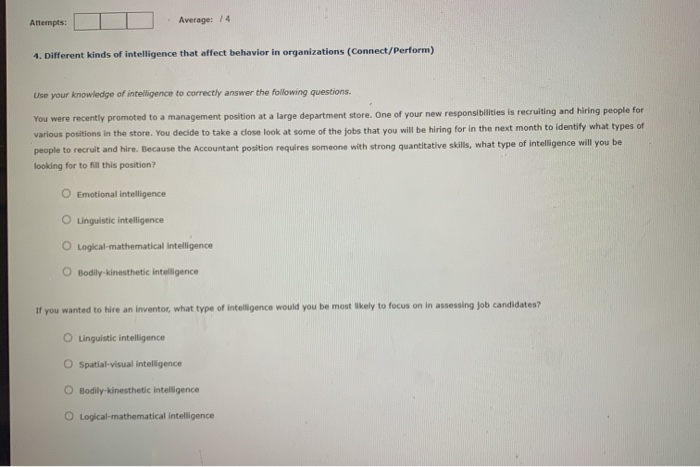 Attempts: Average: 14 1. Different kinds of