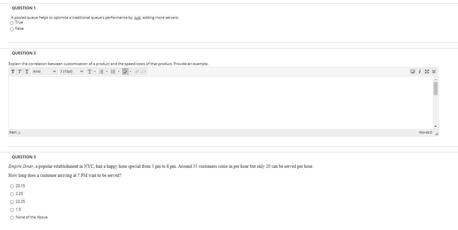 QUESTION 1 A pooled queue helps to optimize a