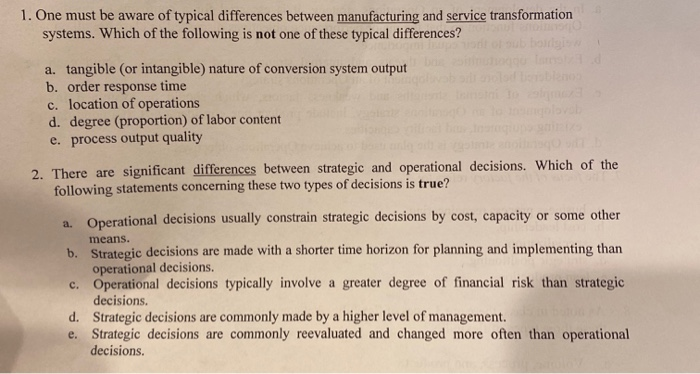 1. One must be aware of typical differences