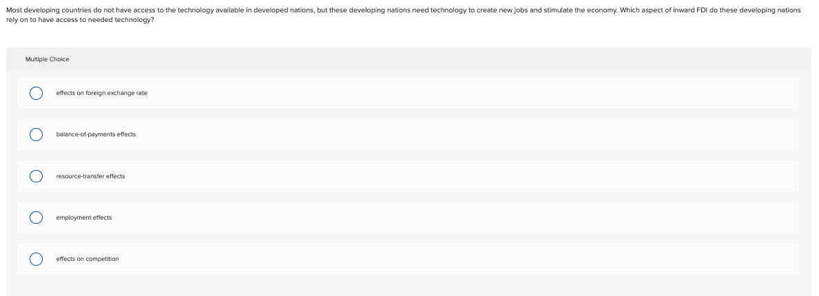Most developing countries do not have access to