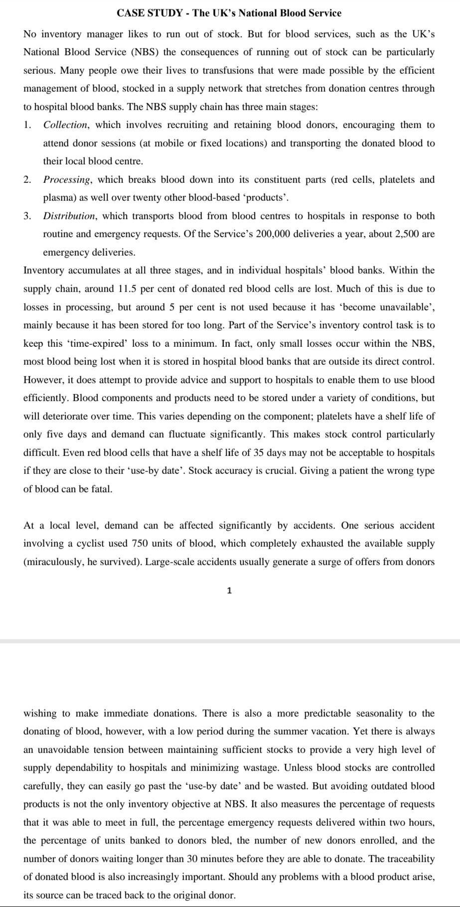 CASE STUDY - The UK's National Blood Service No