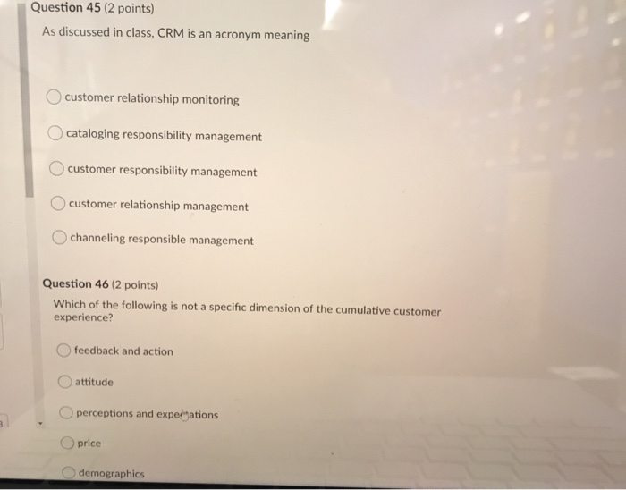 Question 43 (2 points) ----- in business is a