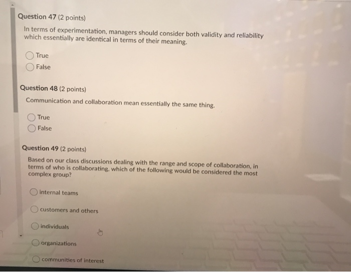 Question 43 (2 points) ----- in business is a
