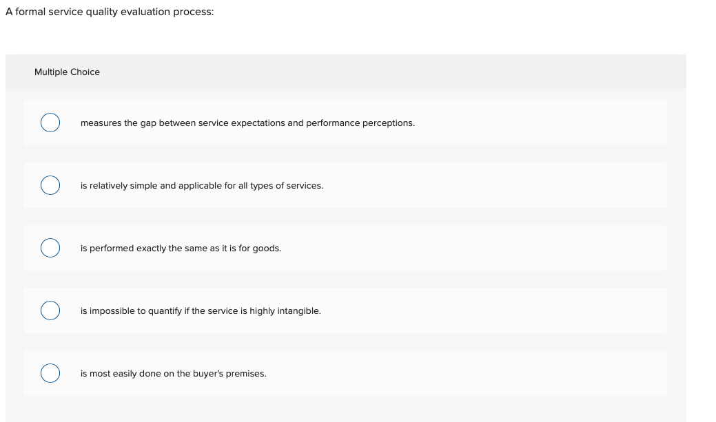 A formal service quality evaluation process: