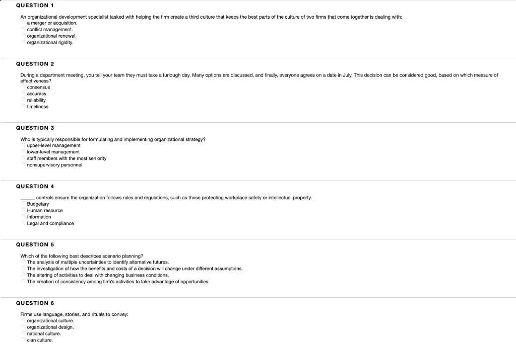 QUESTION 1 An organizational development