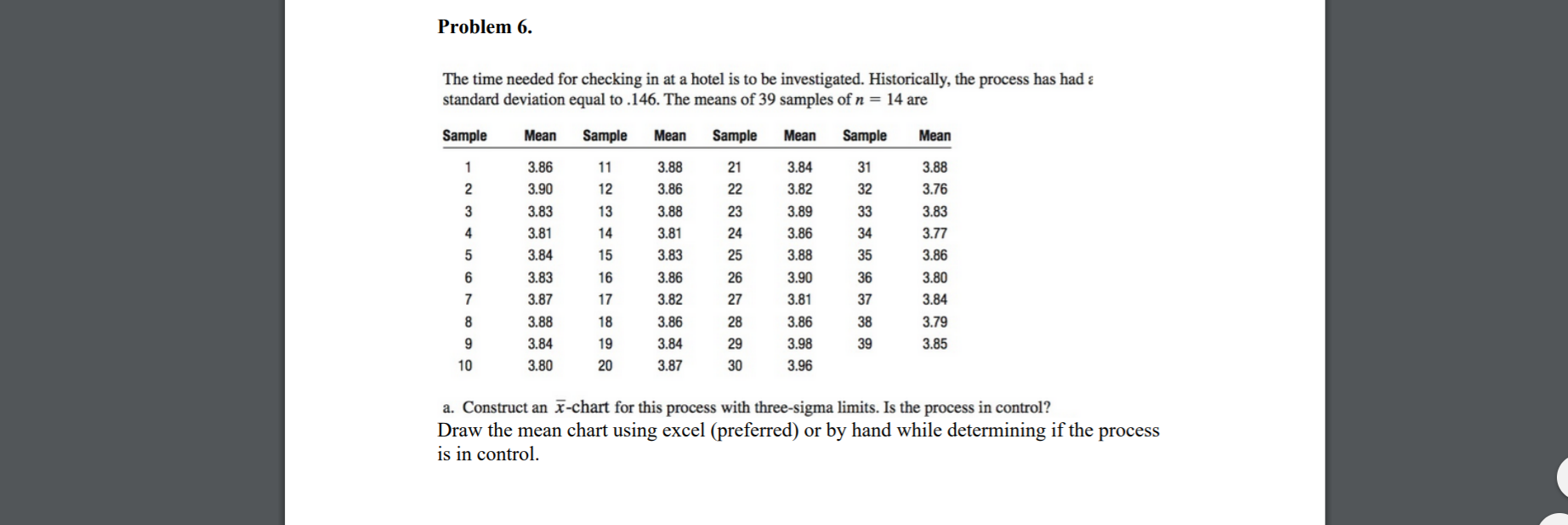 Problem 6. The time needed for checking in at a