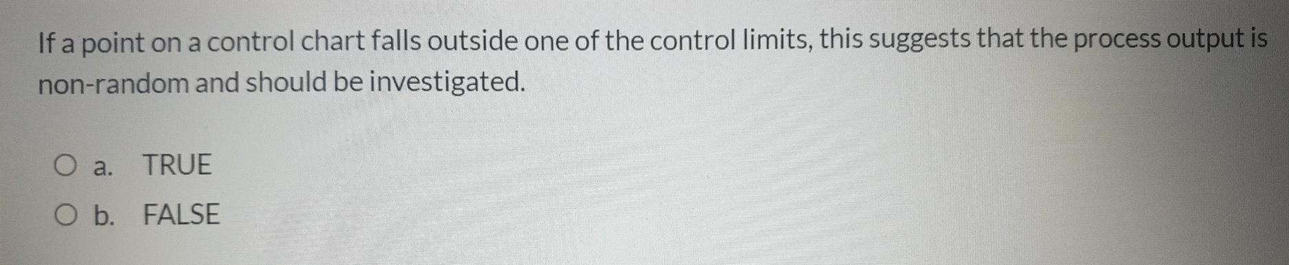 If a point on a control chart falls outside one