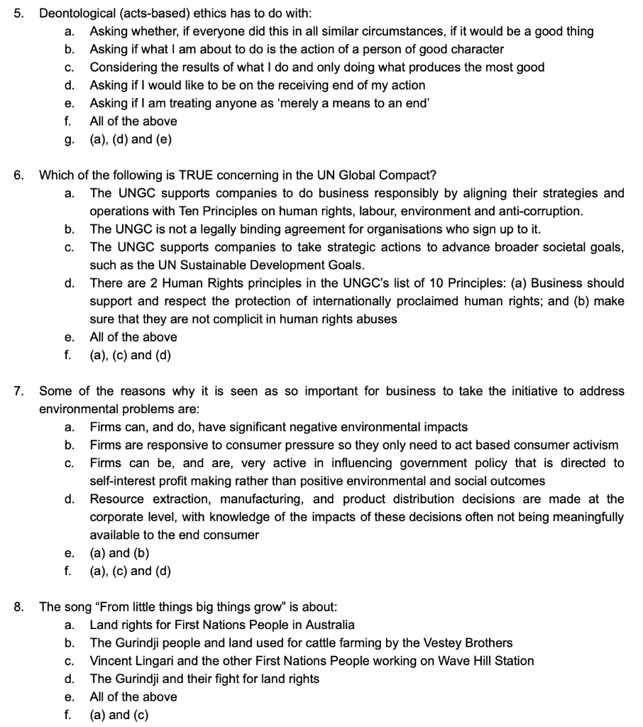 5. Deontological (acts-based) ethics has to do