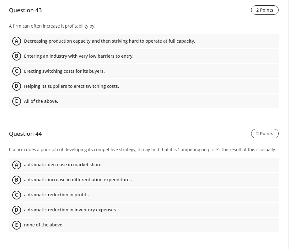 Question 43 A firm can often increase it