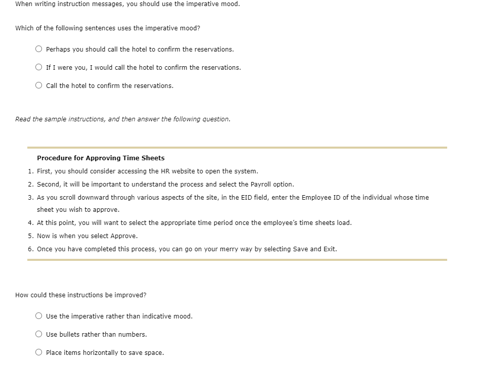 Instruction messages clearly explain how to