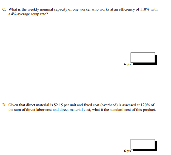 Please include the formulas on how to get A-D by