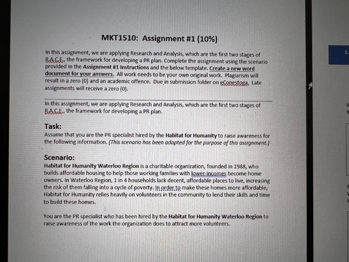 MKT1510: Assignment #1 (10 %) in this assignment,