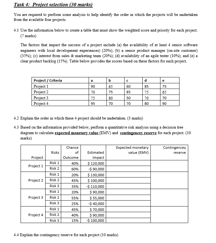 IT project management Task 4: Project selection