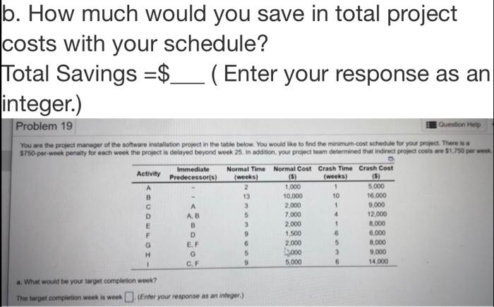 b. How much would you save in total project costs