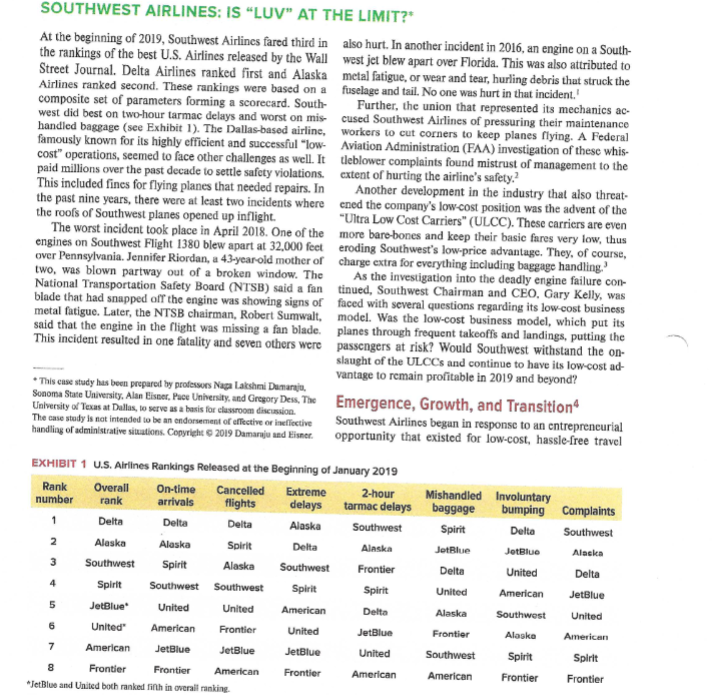 1. What are the key attributes of Southwest's