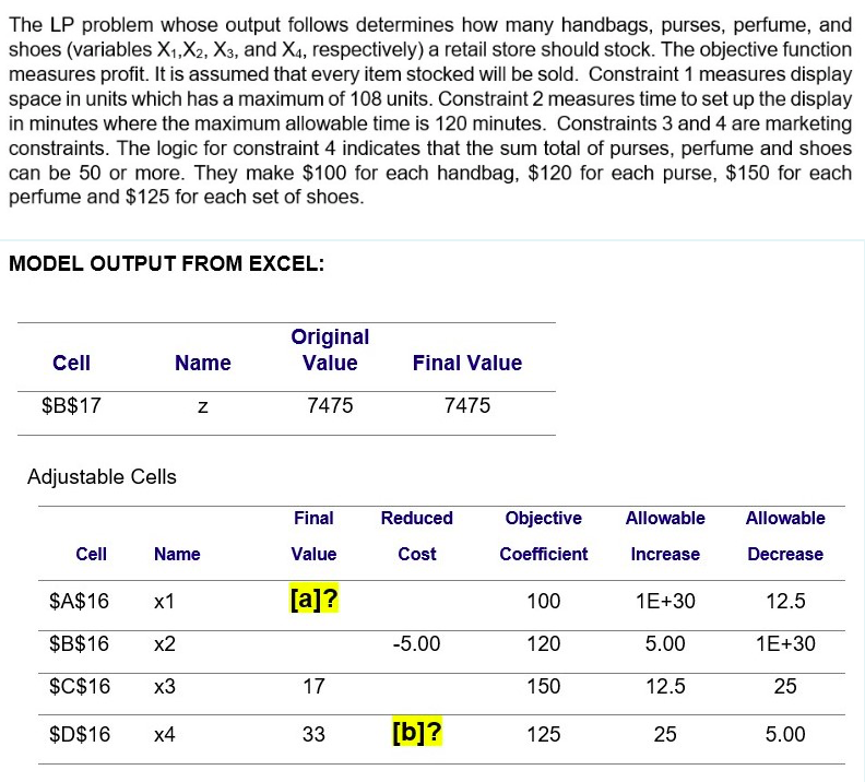 The LP problem whose output follows determines