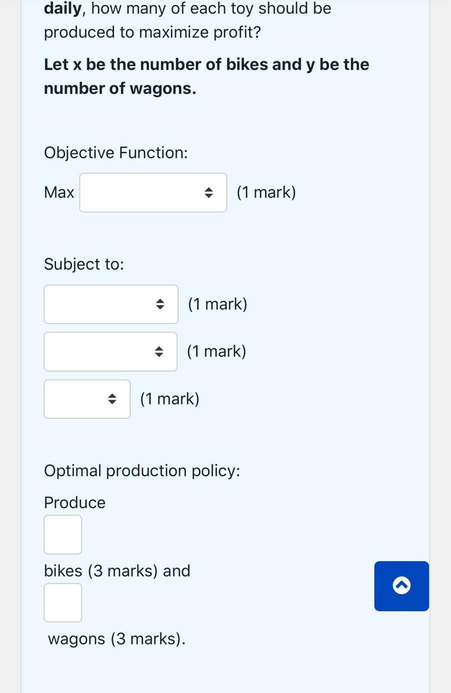 Part B Question 1 Linear Programming A toy