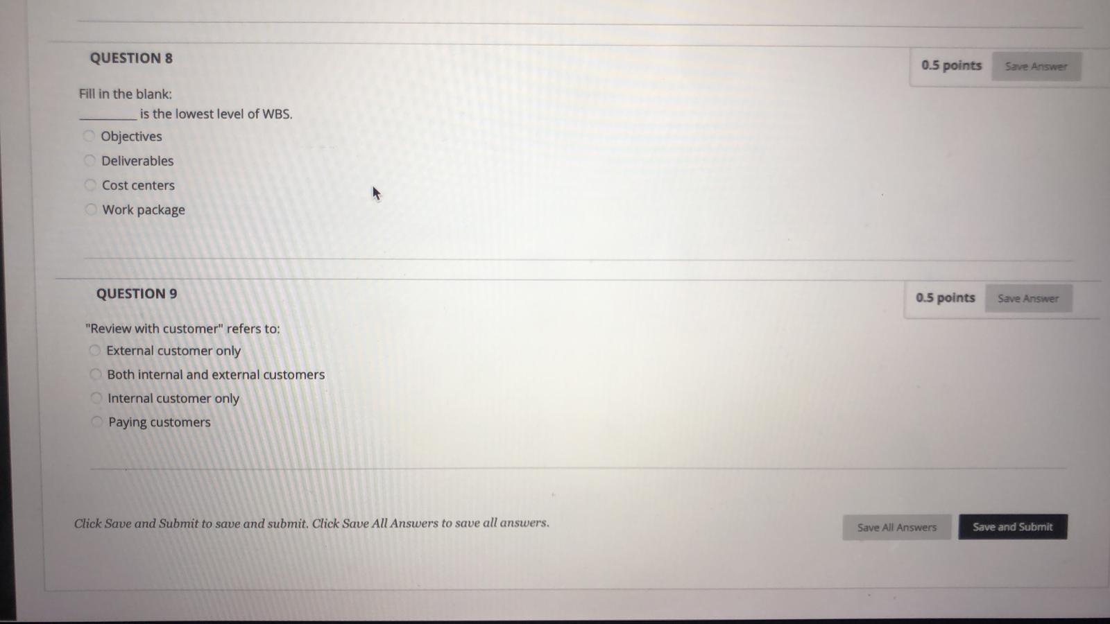 Please please answer all QUESTION 1 0.5 points
