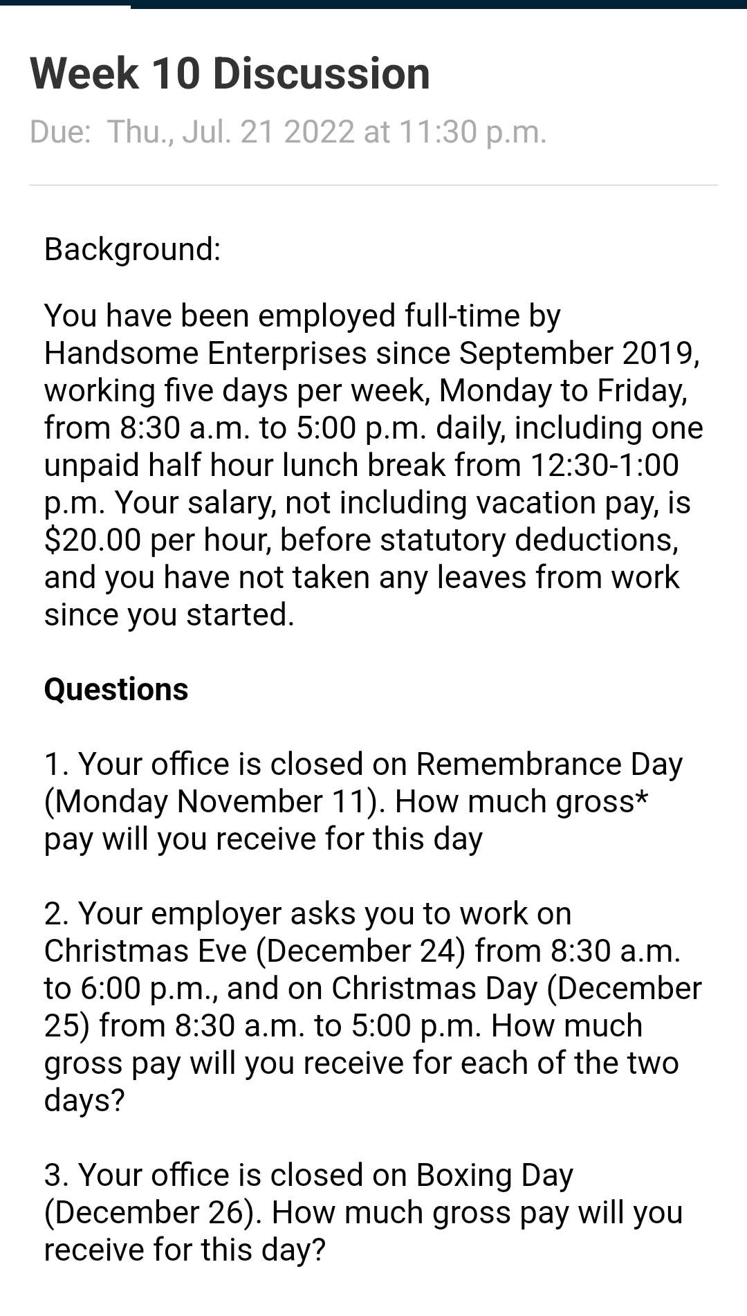 Week 10 Discussion Due: Thu., Jul. 212022 at