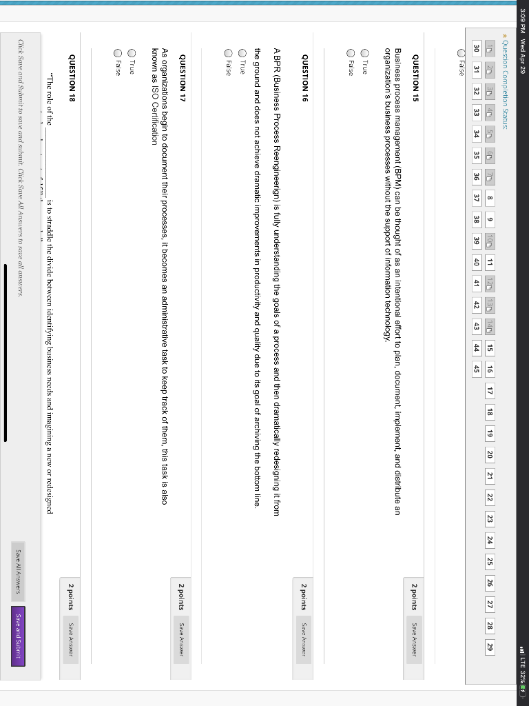 3:09 PM Wed Apr 29 II LTE 32% + ] * Question