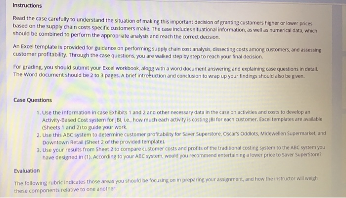 its a supply chain assignment Instructions Read