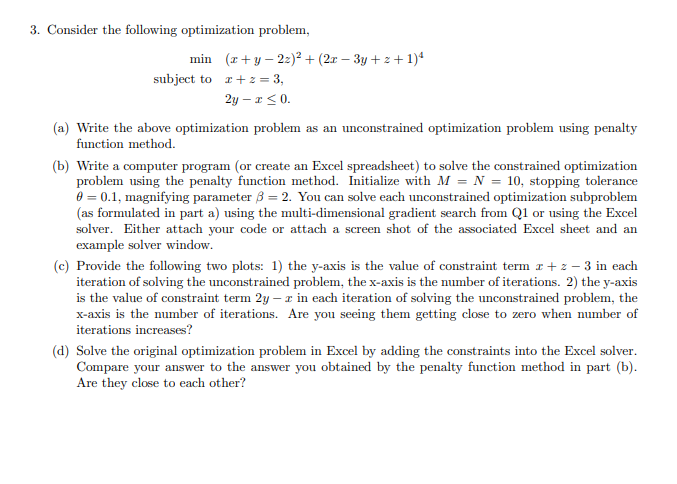 3. Consider the following optimization problem,