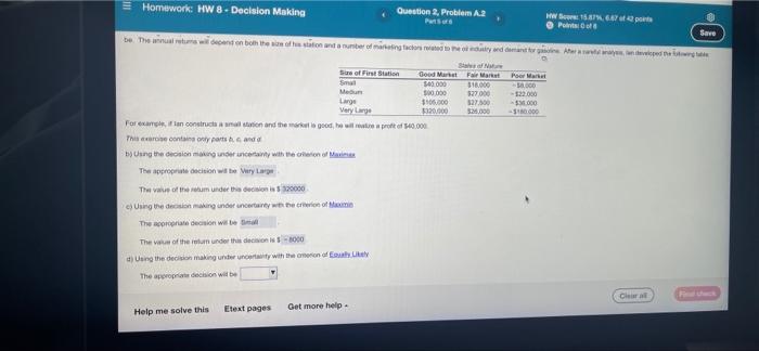 the appropriate decison will be the value of the