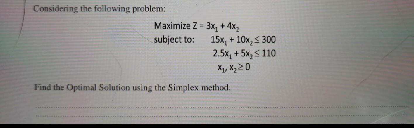 Considering the following problem: Maximize Z =