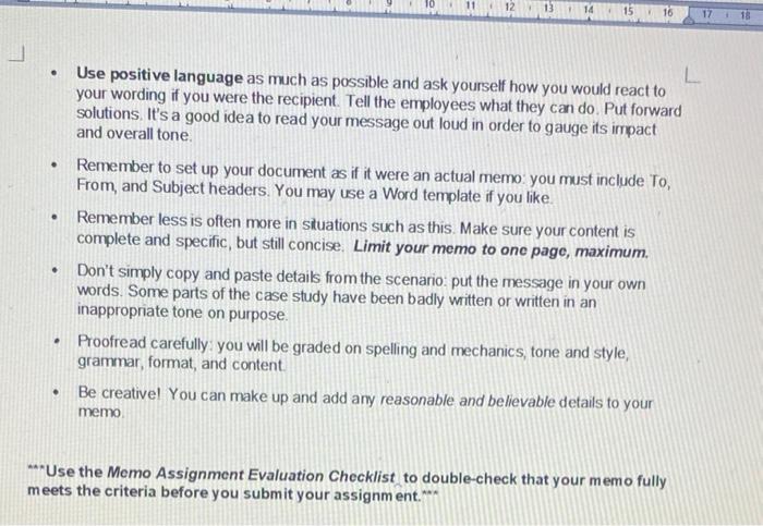 memo 15 10 1710 Assignment 2: Response Memo (due