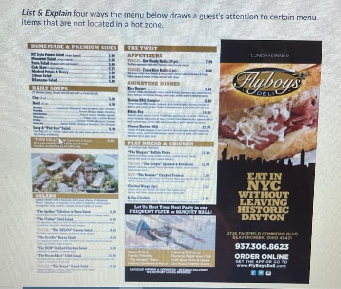 List & Explain four ways the menu below draws a