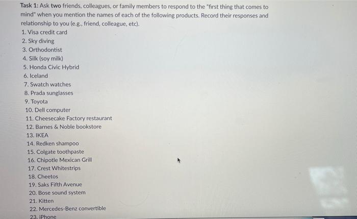 use chart, do all tasks Task 1: Ask two friends,