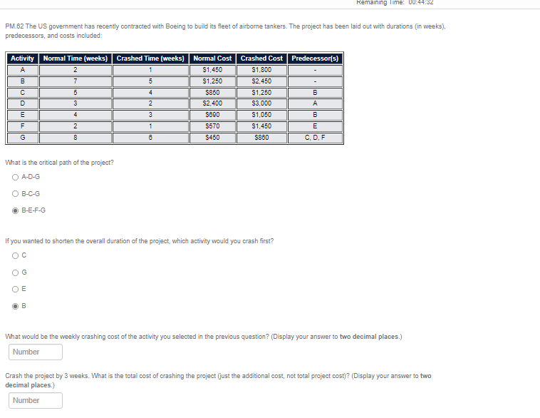 Do last two parts only. Remaining Time: 00:44:32