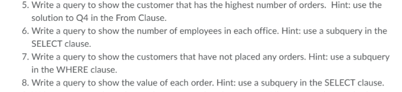 orders orderNumber INT(11) orderDate DATE