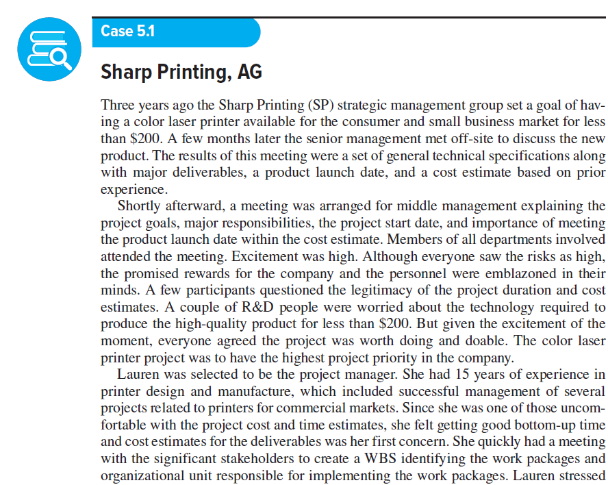 Case 5.1 Sharp Printing, AG Three years ago the