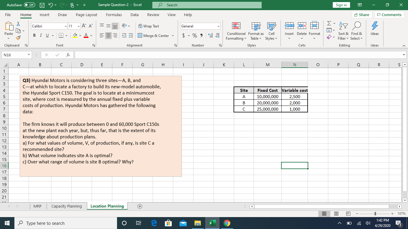 S AutoSave OH H File Home Sample Question-2 -