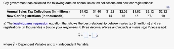 a) The least-squares regression equation that