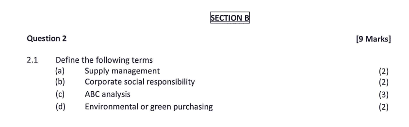 2.1 Define the following terms (a) Supply
