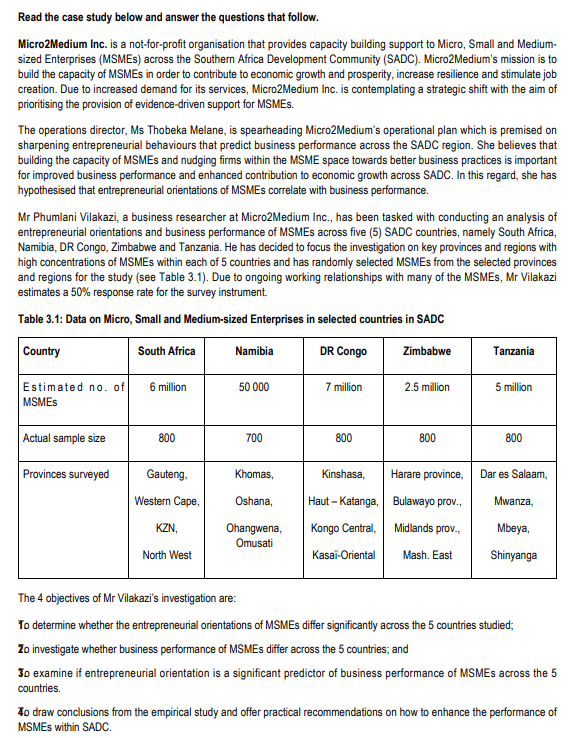 Read the case study below and answer the