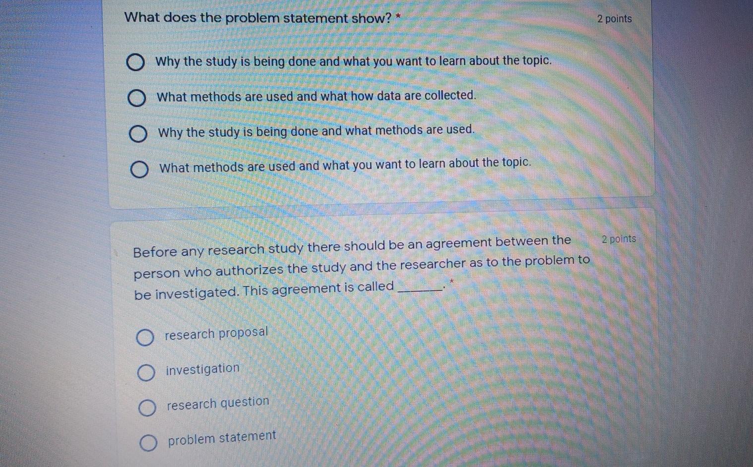 What does the problem statement show? * 2 points