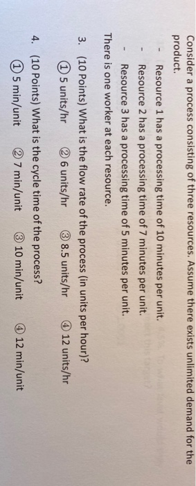 Consider a process consisting of three resources.