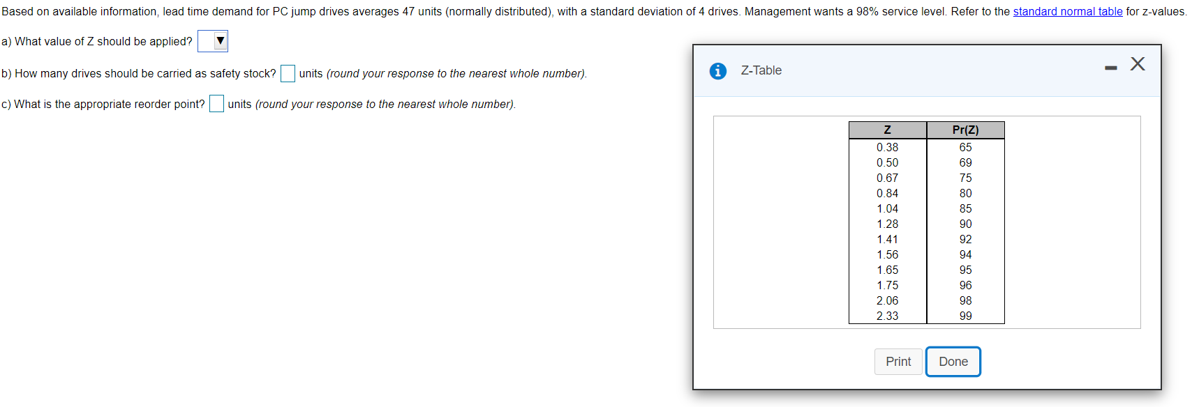 Based on available information, lead time demand